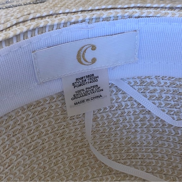 Cato Straw Hat with Silver Ribbon Rim - Picture 3 of 5